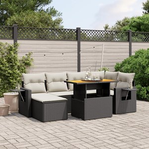 Maison exclusive - salon de jardin 7 pcs avec coussins noir résine tressée