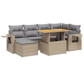 Maison exclusive - salon de jardin avec coussins 7 pcs beige résine tressée