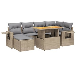 Maison exclusive - salon de jardin avec coussins 7 pcs beige résine tressée
