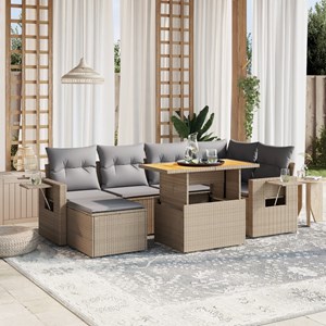 Maison exclusive - salon de jardin avec coussins 7 pcs beige résine tressée