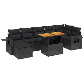 Maison exclusive - salon de jardin 8 pcs avec coussins noir résine tressée