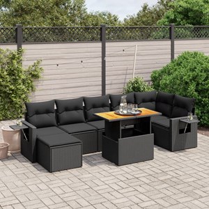 Maison exclusive - salon de jardin 8 pcs avec coussins noir résine tressée