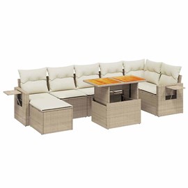 Maison exclusive - salon de jardin avec coussins 8 pcs beige résine tressée