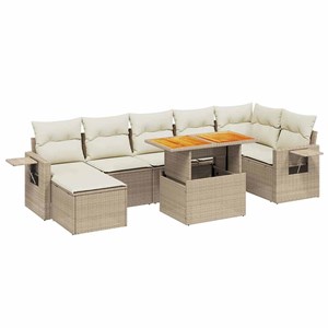 Maison exclusive - salon de jardin avec coussins 8 pcs beige résine tressée