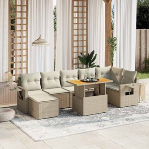 Maison exclusive - salon de jardin avec coussins 8 pcs beige résine tressée