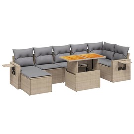 Maison exclusive - salon de jardin avec coussins 8 pcs beige résine tressée