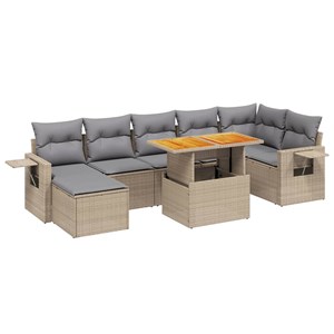 Maison exclusive - salon de jardin avec coussins 8 pcs beige résine tressée