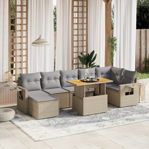 Maison exclusive - salon de jardin avec coussins 8 pcs beige résine tressée