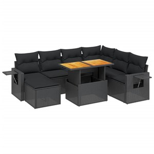Maison exclusive - salon de jardin 8 pcs avec coussins noir résine tressée
