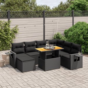 Maison exclusive - salon de jardin 8 pcs avec coussins noir résine tressée