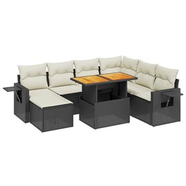 Maison exclusive - salon de jardin 8 pcs avec coussins noir résine tressée