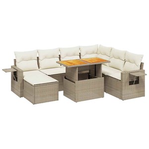 Maison exclusive - salon de jardin avec coussins 8 pcs beige résine tressée
