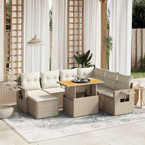 Maison exclusive - salon de jardin avec coussins 8 pcs beige résine tressée
