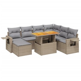 Maison exclusive - salon de jardin avec coussins 8 pcs beige résine tressée