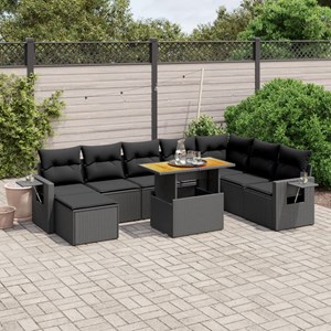 Maison exclusive - salon de jardin 9 pcs avec coussins noir résine tressée