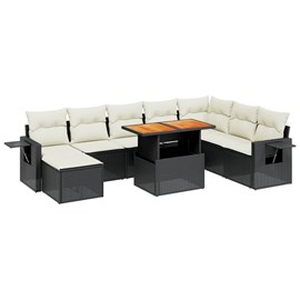 Maison exclusive - salon de jardin 9 pcs avec coussins noir résine tressée