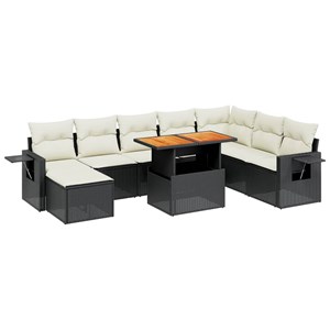 Maison exclusive - salon de jardin 9 pcs avec coussins noir résine tressée