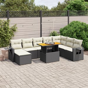 Maison exclusive - salon de jardin 9 pcs avec coussins noir résine tressée