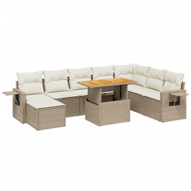 Maison exclusive - salon de jardin avec coussins 9 pcs beige résine tressée
