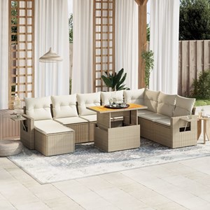 Maison exclusive - salon de jardin avec coussins 9 pcs beige résine tressée