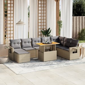 Maison exclusive - salon de jardin avec coussins 9 pcs beige résine tressée