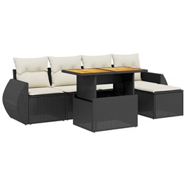 Maison exclusive - salon de jardin 6 pcs avec coussins noir résine tressée