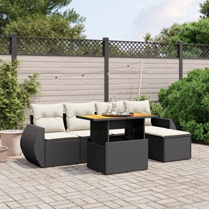 Maison exclusive - salon de jardin 6 pcs avec coussins noir résine tressée