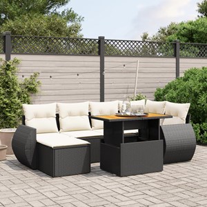 Maison exclusive - salon de jardin 7 pcs avec coussins noir résine tressée