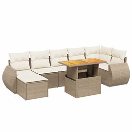 Maison exclusive - salon de jardin avec coussins 8 pcs beige résine tressée