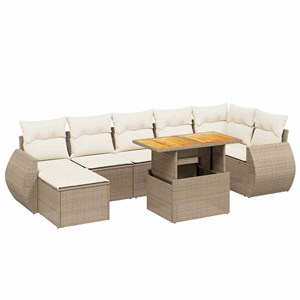 Maison exclusive - salon de jardin avec coussins 8 pcs beige résine tressée