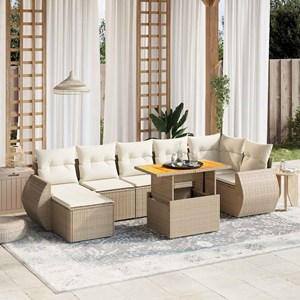 Maison exclusive - salon de jardin avec coussins 8 pcs beige résine tressée