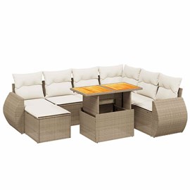 Maison exclusive - salon de jardin avec coussins 8 pcs beige résine tressée