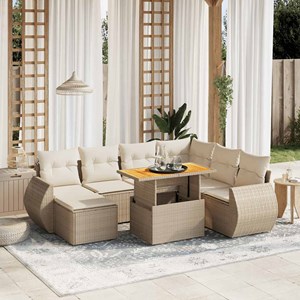 Maison exclusive - salon de jardin avec coussins 8 pcs beige résine tressée