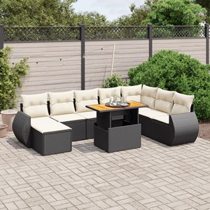 Maison exclusive - salon de jardin 9 pcs avec coussins noir résine tressée