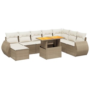 Maison exclusive - salon de jardin avec coussins 9 pcs beige résine tressée