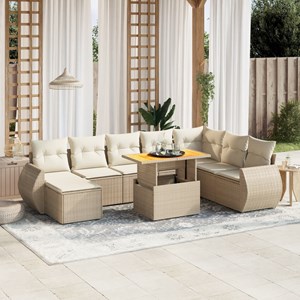 Maison exclusive - salon de jardin avec coussins 9 pcs beige résine tressée