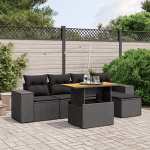 Maison exclusive - salon de jardin 6 pcs avec coussins noir résine tressée