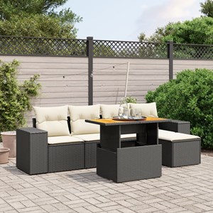 Maison exclusive - salon de jardin 6 pcs avec coussins noir résine tressée