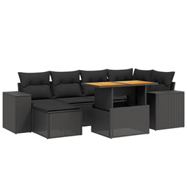 Maison exclusive - salon de jardin 7 pcs avec coussins noir résine tressée
