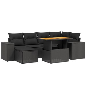 Maison exclusive - salon de jardin 7 pcs avec coussins noir résine tressée