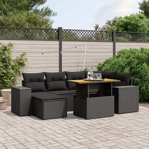 Maison exclusive - salon de jardin 7 pcs avec coussins noir résine tressée