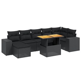 Maison exclusive - salon de jardin 8 pcs avec coussins noir résine tressée