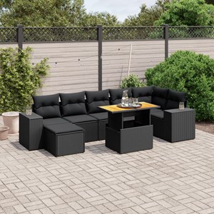 Maison exclusive - salon de jardin 8 pcs avec coussins noir résine tressée
