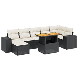 Maison exclusive - salon de jardin 8 pcs avec coussins noir résine tressée