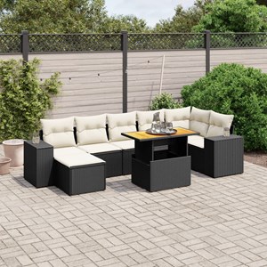 Maison exclusive - salon de jardin 8 pcs avec coussins noir résine tressée