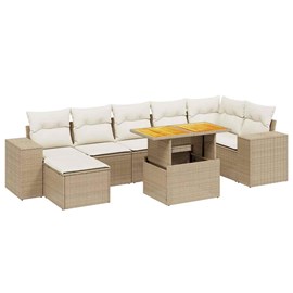 Maison exclusive - salon de jardin avec coussins 8 pcs beige résine tressée