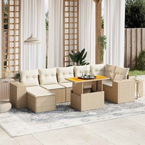 Maison exclusive - salon de jardin avec coussins 8 pcs beige résine tressée