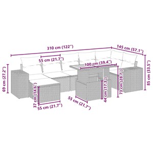 Maison exclusive - salon de jardin avec coussins 8 pcs beige résine tressée