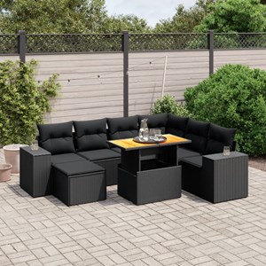 Maison exclusive - salon de jardin 8 pcs avec coussins noir résine tressée