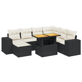 Maison exclusive - salon de jardin 8 pcs avec coussins noir résine tressée